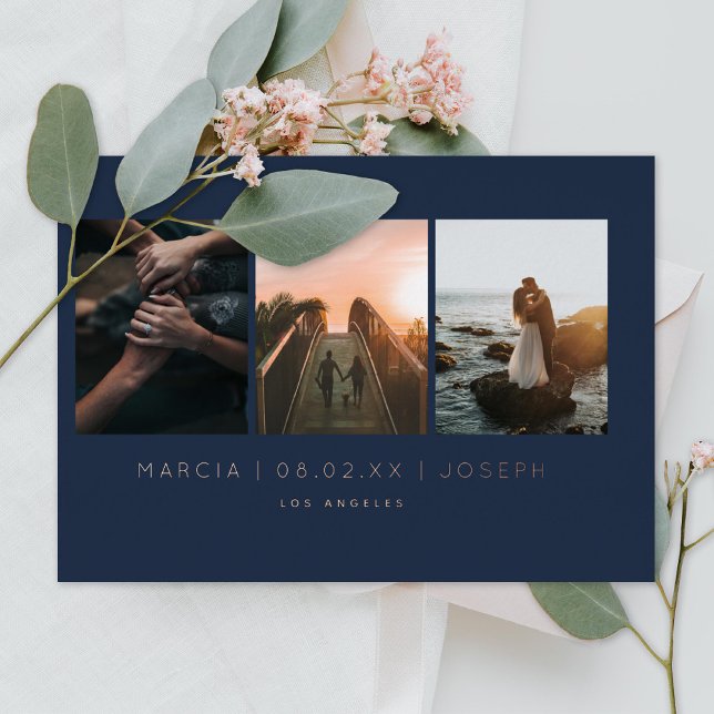 Navy and Blush 3 Photo Save the Date (Creator Uploaded)