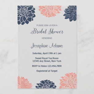 Navy and Blush Bridal Shower Invitation