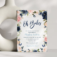 navy and blush floral baby shower