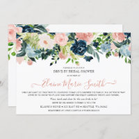Navy and Blush Floral Drive Thru Bridal Shower