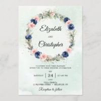 Navy and Blush Floral Eucalyptus Wreath Wedding