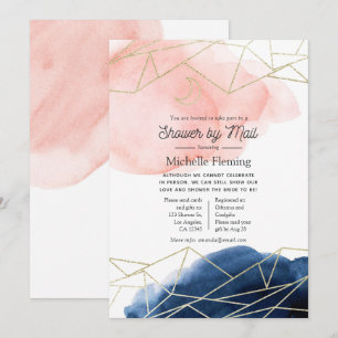 Navy and Blush Geometric Shower by Mail Invitation