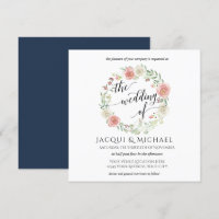 Navy and Blush Ivory Roses w Leaf Square Wedding