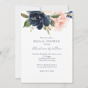 Navy and Blush Modern Bridal Shower Invitation