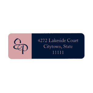 Navy and Blush Pink Couple Monogram Label