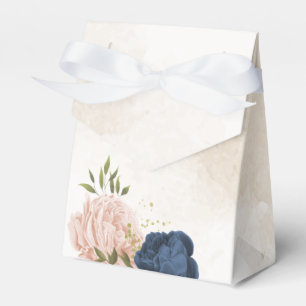 navy and blush pink flowers greenery wedding favour box