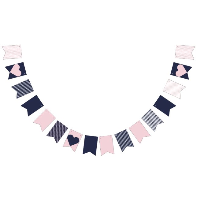 Navy and Blush Pink Preppy Bunting (All)