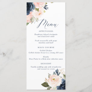 Navy and Blush Pink Wedding Menu