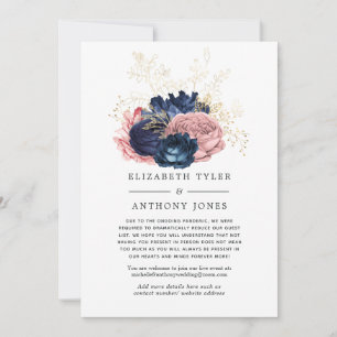 Navy and Blush Vintage Floral Reduced Guest List Announcement