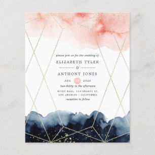 Navy and Blush Watercolor Geometric Wedding Invite Flyer
