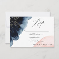 Navy and Blush Watercolor Wedding