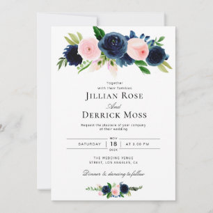 navy and blush wedding invitation