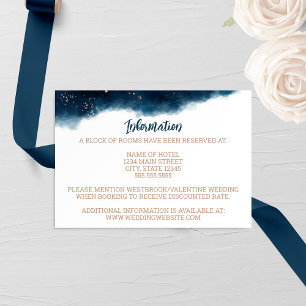 Navy and Bronze Watercolor Wedding Enclosure Card