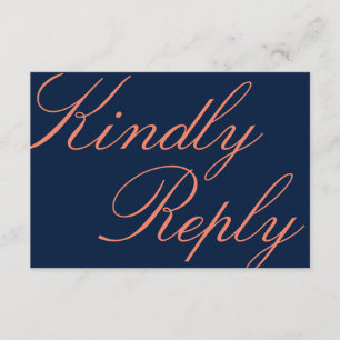 Navy and Coral Calligraphy Wedding RSVP Card