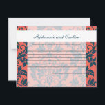 Navy and Coral Damask Wedding Writable Advice Card<br><div class="desc">These adorable Writable Advice Cards are perfect addition to any Wedding. Simply hand these cards to your guests, along with fine tip Sharpie pens. Your guests can then write down any advice they have for the new bride and groom. These are printed at a 4.25" x 5.6" size on glossy...</div>