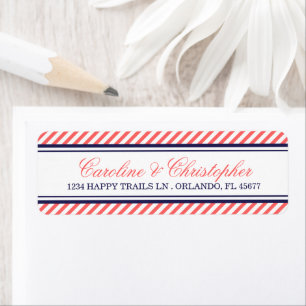 Navy and Coral Nautical Wedding Return Address