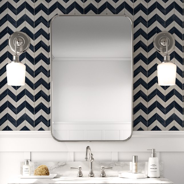 Navy and Cream Chevron Wallpaper (Creator Uploaded)