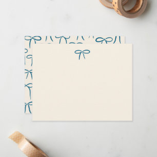 Navy and Cream Simple Bow Personal Stationery Card