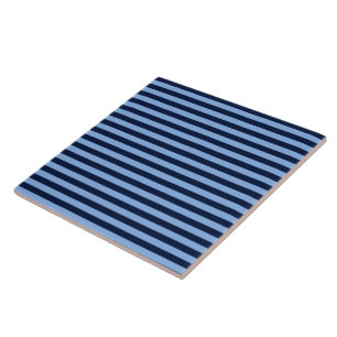 Navy and Denim blue stripes Tile
