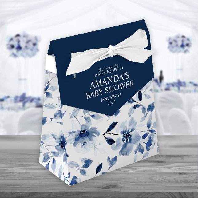 Navy and Dusty Blue Floral  Favour Box (Creator Uploaded)