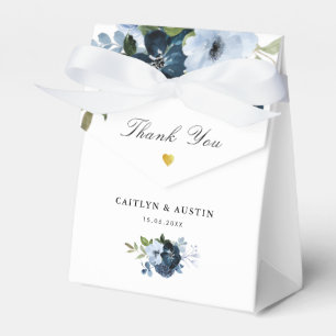 navy and dusty blue floral wedding favour box