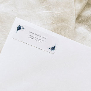 Navy and dusty Blue floral Wedding Return Address