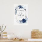 Navy and Dusty Blue Floral Wedding Welcome Poster