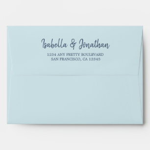 navy and dusty blue watercolor wedding envelope