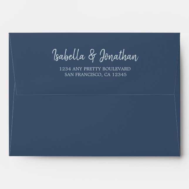 navy and dusty blue watercolor wedding envelope (Back (Top Flap))