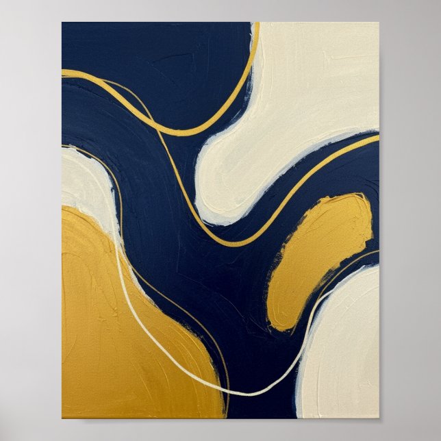 Navy and Gilded Flow Poster (Front)