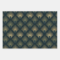 Navy and Gilt Art Deco Wrapping Paper