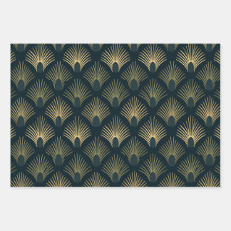 Navy and Gilt Art Deco Wrapping Paper