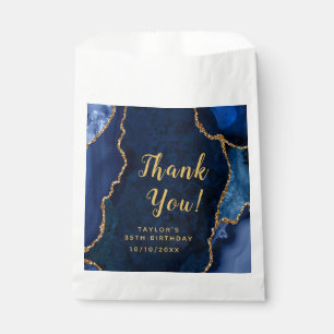 Navy and Gold Agate Birthday Thank You Favour Bags