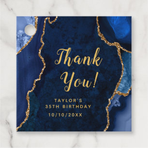 Navy and Gold Agate Birthday Thank You Favour Tags