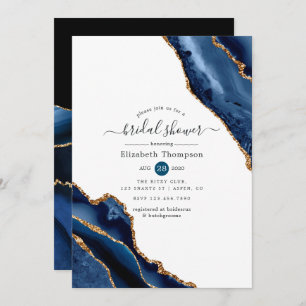 Navy and Gold Agate Bridal Shower Invitation
