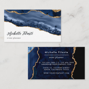 Navy and Gold Agate Business Card