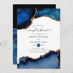 Navy and Gold Agate Couples Shower Invitation