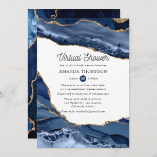 Navy and Gold Agate Virtual Bridal Shower Invitation
