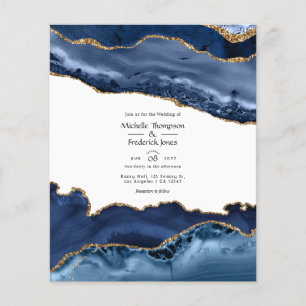Navy and Gold Agate Wedding Flyer