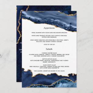 Navy and Gold Agate Wedding Menu