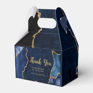 Navy and Gold Agate Wedding Thank You Favour Box