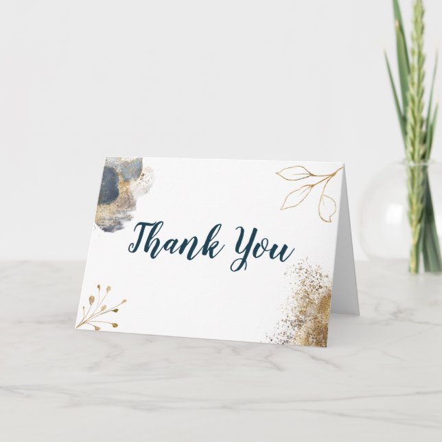 Navy and Gold Ampersand Thank you Card (Front)