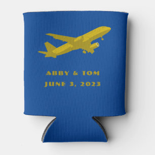 Navy and Gold Aviation Wedding Groomsmen Gift Can Cooler