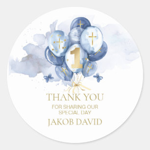 Navy and Gold Baptism & 1st Birthday Favor Sticker