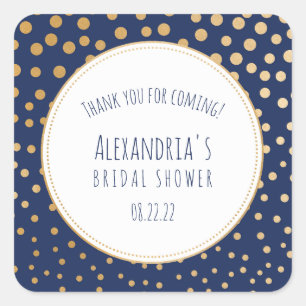Navy and gold bridal shower favour sticker