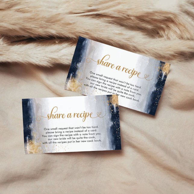 Navy and Gold Bridal Shower Recipe Request Card (Creator Uploaded)