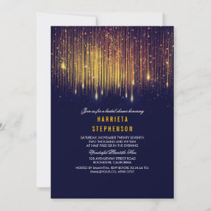 Navy and Gold Bridal Shower String Lights Invitation