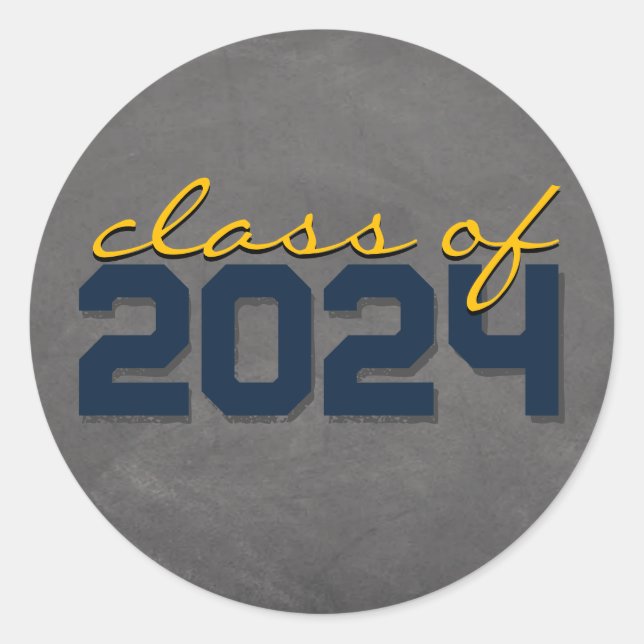 Navy and Gold Chalkboard Graduation Stickers (Front)