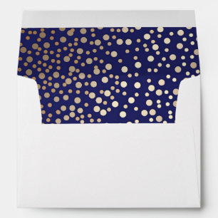 Navy and Gold Confetti Dots Wedding Envelopes