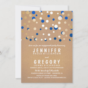 Navy and Gold Confetti Elegant Engagement Party Invitation